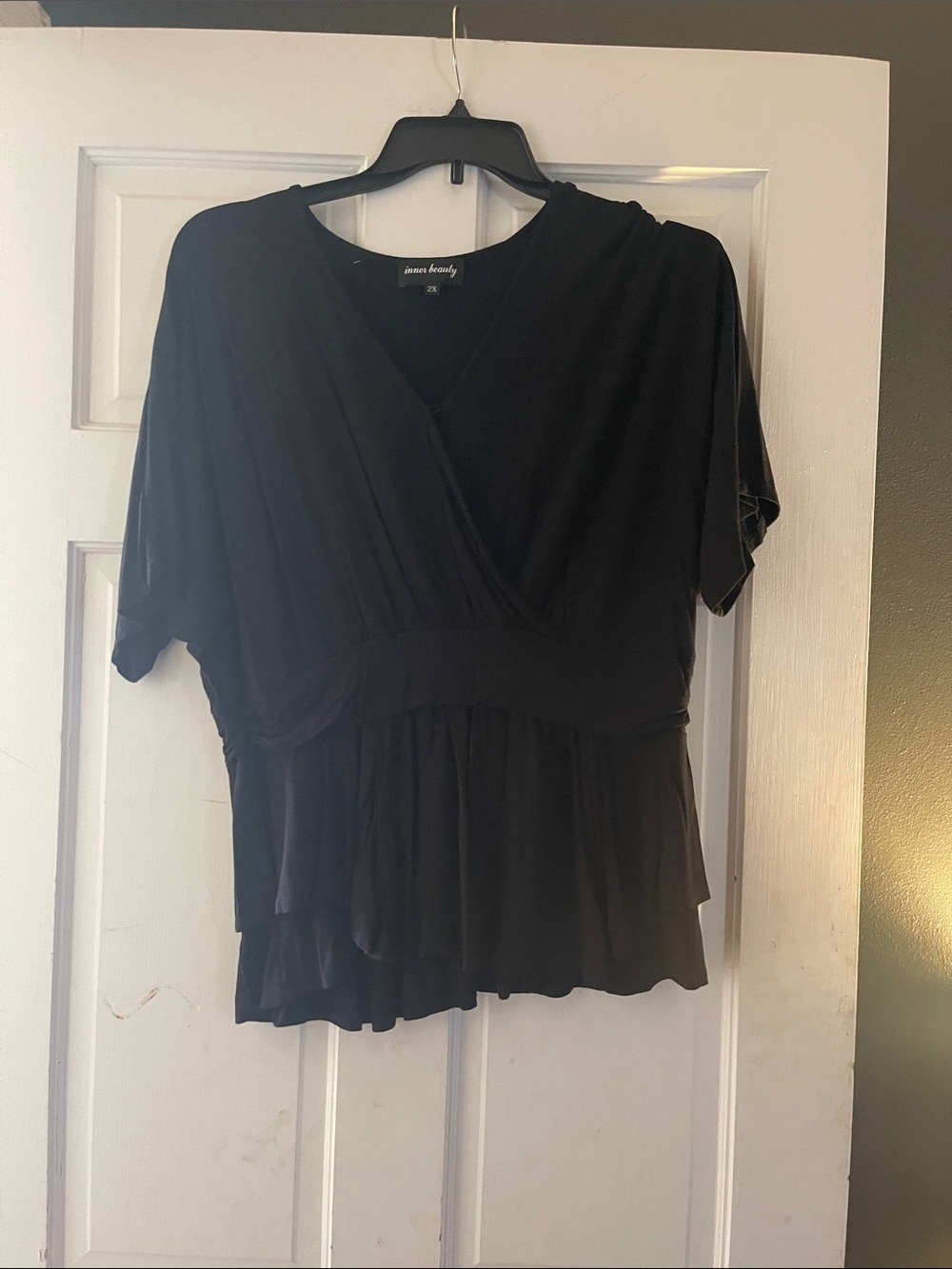 Jones New York Black Wrap-Style Peplum Blouse